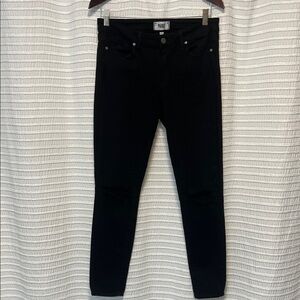 Paige distressed knee skinny black Jeans